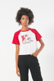 Camiseta crema college de Snoopy & Harvard con manga ranglan