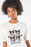 Camiseta unicolor para mujer manga corta estampada en frente de Kuromi