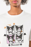 Camiseta unicolor para mujer manga corta estampada en frente de Kuromi