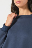 Buzo cuello redondo unicolor para mujer fit oversize