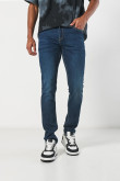 Jean ceñido skinny azul oscuro con bolsillos y tiro bajo