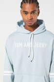 Buzo azul claro de Tom y Jerry con capota y bolsillo