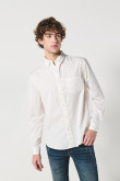 Camisa unicolor con cuello button down en algodón