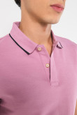 Camiseta polo unicolor con doble botón y manga corta