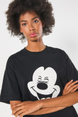 Camiseta manga corta oversize negra con diseño de Mickey