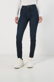 Jean azul intenso jegging ajustado con tiro alto y bolsillos