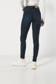 Jean azul intenso jegging ajustado con tiro alto y bolsillos