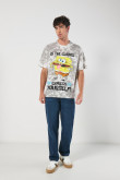 Camiseta de Bob Esponja oversize crema con efecto tie dye