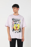 Camiseta oversize de Bob Esponja lila con manga corta