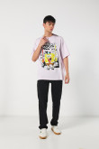 Camiseta oversize de Bob Esponja lila con manga corta