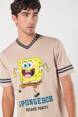 Camiseta cuello V kaki con arte de Bob Esponja