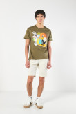 Camiseta de Looney Tunes verde oscura cuello redondo