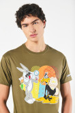 Camiseta de Looney Tunes verde oscura cuello redondo