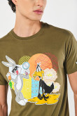 Camiseta de Looney Tunes verde oscura cuello redondo