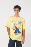 Camiseta oversize amarilla manga corta con arte de Goofy