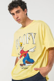 Camiseta oversize amarilla manga corta con arte de Goofy