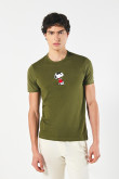 Camiseta cuello redondo unicolor con arte de Snoopy