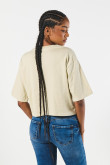 Camiseta kaki oversize crop top con diseño college