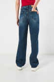 Jean azul oscuro 90´S con bolsillos, tiro alto y bota recta