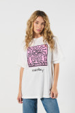 Camiseta de Keith Haring crema oversize con manga corta