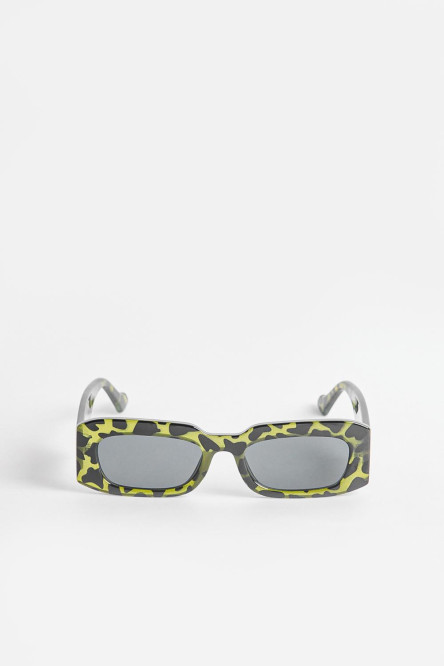 gafas de sol de marco rectangular  con estampado nacarado en verde oscuro