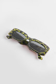 gafas de sol de marco rectangular  con estampado nacarado en verde oscuro