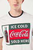 Camiseta de Coca-Cola manga corta crema con contrastes