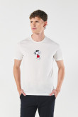 Camiseta cuello redondo unicolor con arte de Snoopy