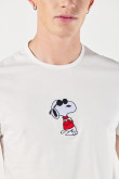 Camiseta cuello redondo unicolor con arte de Snoopy