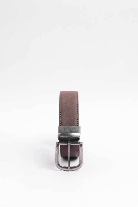 Cinturón café con sistema reversible y hebilla metálica