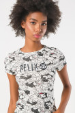 Camiseta en rib manga corta crema de Félix el Gato