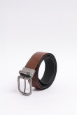 Cinturón reversible café con hebilla metálica cuadrada