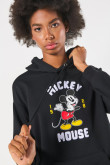 Buzo negro oversize con capota y arte de Mickey