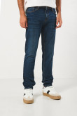Jean azul oscuro slim ajustado con tiro bajo y cremallera