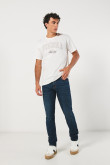 Jean azul oscuro slim ajustado con tiro bajo y cremallera
