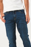 Jean azul oscuro slim ajustado con tiro bajo y cremallera