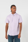 Camisa unicolor en algodón con cuello button down