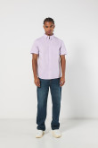 Camisa unicolor en algodón con cuello button down