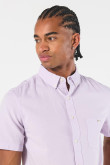 Camisa unicolor en algodón con cuello button down