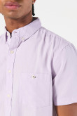 Camisa unicolor en algodón con cuello button down