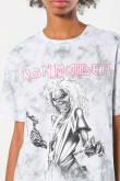 Camiseta tie dye crema de Iron Maiden con manga corta