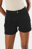 Short en jean negro con tiro alto y cremallera en frente