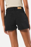 Short en jean negro con tiro alto y cremallera en frente