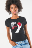 Camiseta en rib negra manga corta de Green Day