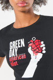 Camiseta en rib negra manga corta de Green Day