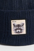 Gorro beanie, café y azul con bordado.