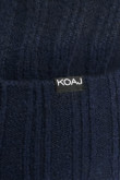 Gorro beanie, café y azul con bordado.