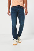 Jean slim tiro bajo ajustado azul oscuro con bolsillos