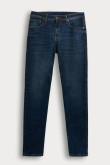Jean slim tiro bajo ajustado azul oscuro con bolsillos