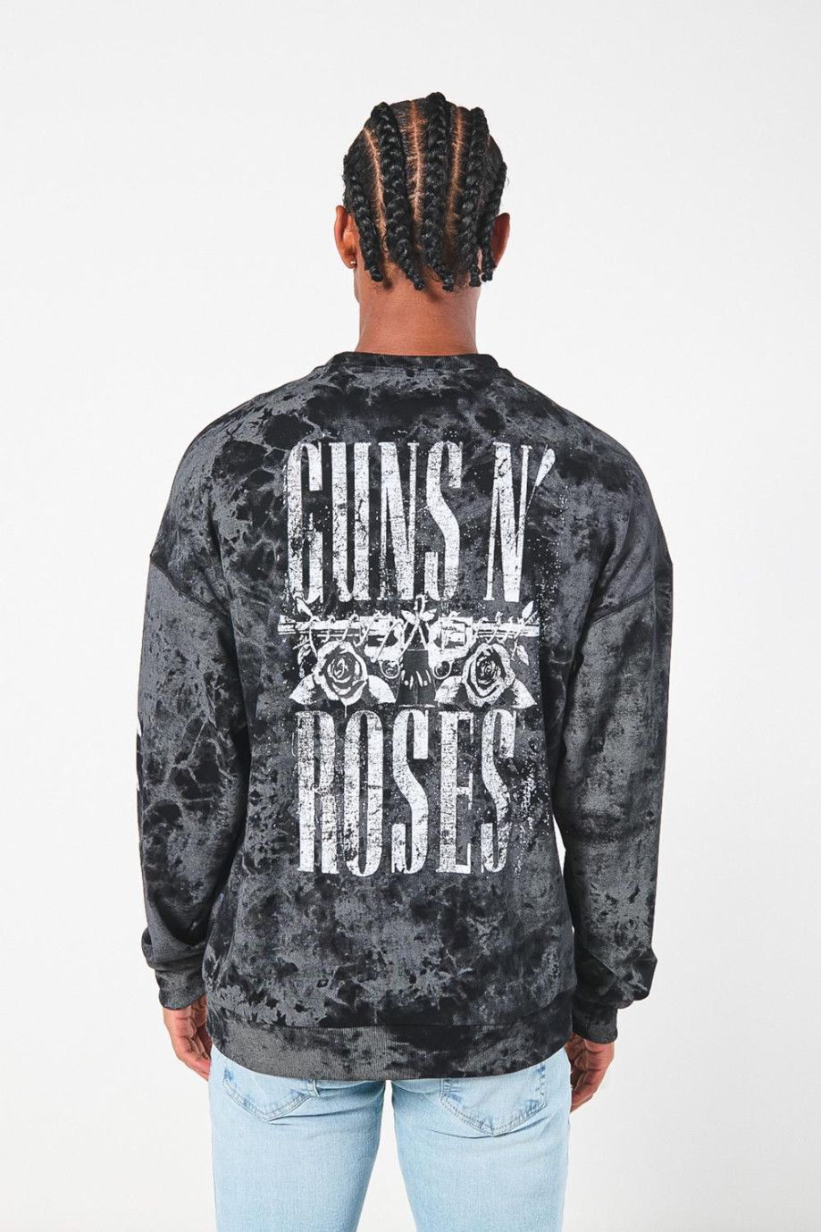 Buzo negro tie dye cuello redondo de Guns N´ Roses